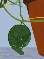Pepino en maceta, Brooklyn (arte digital)