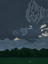 Atardecer y nubes, Prospect Park, Brooklyn (arte digital)