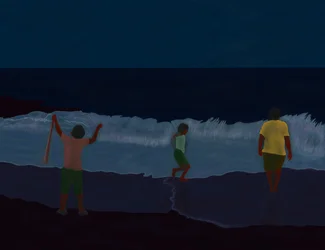 Final fire Island Beach At Night (arte digital)