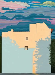 Casa y sombras de árboles