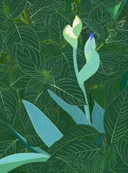 Iris y hortensia, 2025 (arte digital)