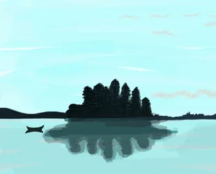 Lake In Maine, 2015 (dibujado a mano en un iPad con un lápiz Apple)