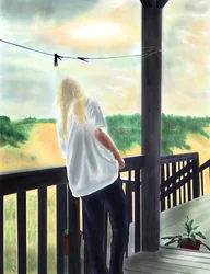 Miss Penny On Porch, North Swan Beach (arte digital)