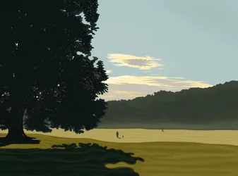 Niebla matinal, Prospect Park, Brooklyn (arte digital)