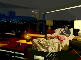 Richmond, Virginia, Hotel de noche, 2025 (arte digital)