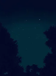 Estrellas en el cielo de noche y contorno de árboles (arte digital)