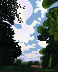 Carpa y cielo, Prospect Park 2018 (dibujado a mano en un iPad con un lápiz de Apple)