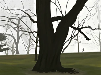 Árbol y Jogger. Temprano por la mañana. Prospect park (arte digital)