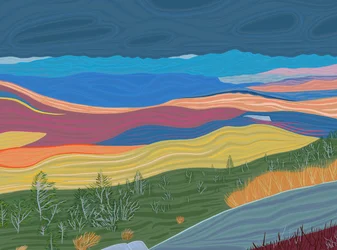 Vista de las montañas Catskill en otoño (arte digital)