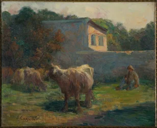 Vacas pastando (óleo sobre lienzo)