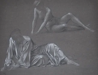 Doble estudio para Earthbound - figura femenina reclinada, 1897