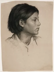 Cabeza de mujer, c.1875 (carboncillo sobre papel)