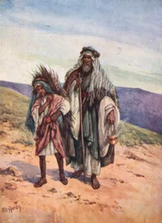 El sacrificio de Abraham (litografía en color)