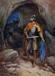 David corta el manto de Saúl