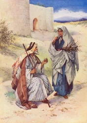 Elijah And The Kind Woman (litografía en color)