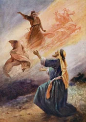 Elías subiendo al cielo en un carro de fuego