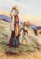 Jesús ayudando a su Madre (litografía en color)