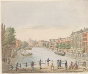 Kloveniersburgwal en Ámsterdam, hacia 1810-1813 Vue du Kloveniers Burgwal et de la Maison de Trip, du High Street au Marché Neuf (título sobre el objeto)