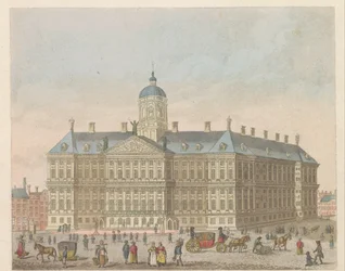 Palacio Real en la Plaza Dam, hacia 1810-1813 Vue du Palais Roijal, et de la Place le Dam (título sobre el objeto)