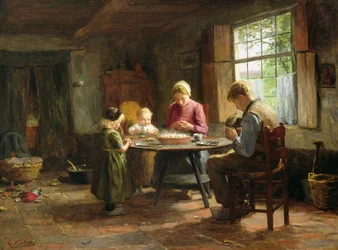 Un interior holandés - Oración antes de la comida