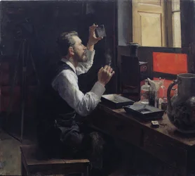 Fotógrafo aficionado (óleo sobre lienzo)