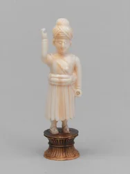 Peón negro, pieza de ajedrez, India, hacia 1820
