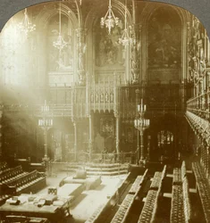 Interior de la Cámara de los Lores, Westminster, Londres