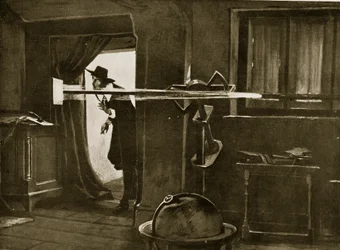Jeremiah Horrocks en su observatorio, ilustración de 