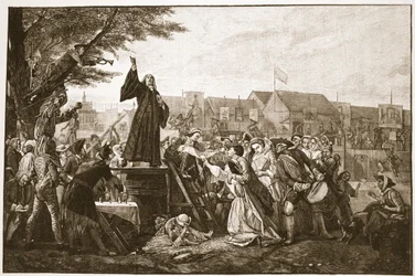 Whitefield predicando en Moorfields, ilustración de «The Church of England: A History for the People» de H.D.M. Spence-Jones, publ. hacia 1910