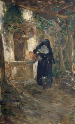 Monja en el pozo, de Ezechiele Acerbi (1850-1920), óleo sobre lienzo, 92,5x57,5 cm