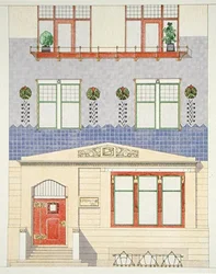 Diseño para la Fachada de una Casa de Pueblo Alemana, principios de 1900, de 