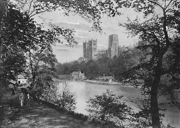 Catedral de Durham, desde el puente de Prebend, c. 1896