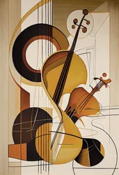Música abstracta, un violín Pintura al óleo, impresiones de arte de la pared, decoración del dormitorio