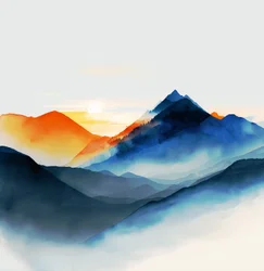 Sombras de montañas azules serenas, lienzos e impresiones artísticas