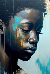 Joven africano abstracto en lienzo, Impresiones murales