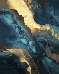 fondo negro iridiscente degradado, mármol azul y dorado, impresiones artísticas murales