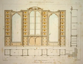 Diseño para un gabinete de exhibición de tienda, ilustración de 
