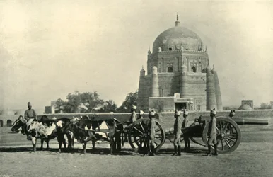 Artillería de guarnición india con batería pesada 40-pr. M.L. Equipo - Orden de perforación caqui, 1901