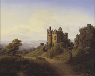 El castillo Bürresheim en el río Eifel