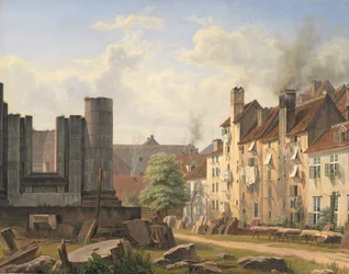 Vista de la Plaza de Mármol con las ruinas de la Iglesia Incompleta de Frederik