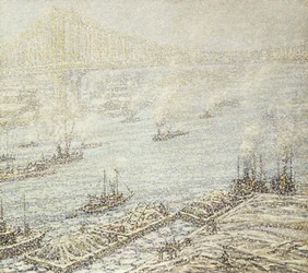 Río Este, Nueva York, Invierno, c.1915