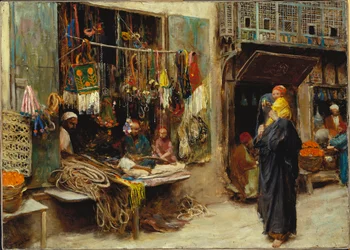 Un bazar callejero (óleo sobre lienzo)