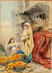 El vendedor de naranjas (acuarela sobre papel)