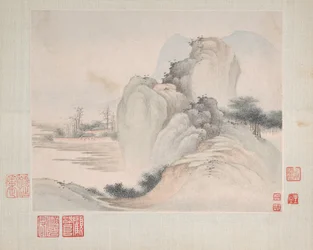 Paisajes pintados para Yuweng, fechado en 1673