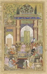 Babur recibe a un cortesano, 1580-85