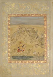 Jahangir viendo una pelea de elefantes