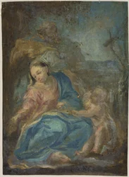 Descanso en la huida a Egipto (recto); Madonna del Rosario (verso)