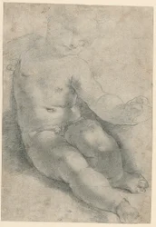Estudio para el Niño Jesús de la Virgen de San Simón (anverso); Estudio de un paisaje (reverso)