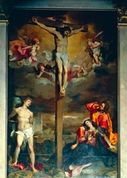 Crucifixión con la Virgen y Santos