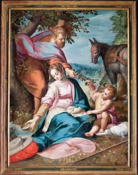 Museo parroquial. Pintura. La Sagrada Familia descansando mientras vuela a Egipto. Óleo sobre lienzo. F. Barocci